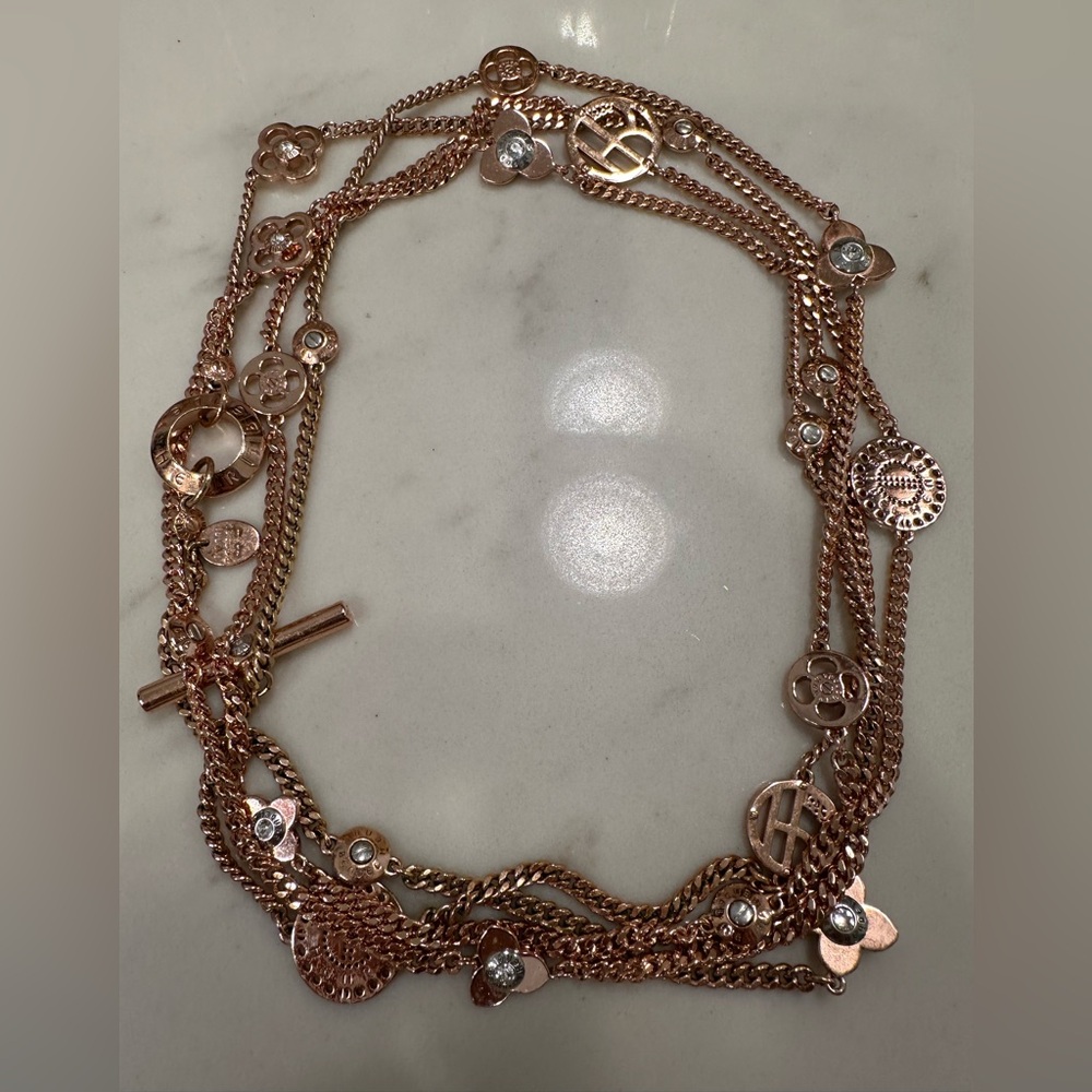 Henri Bendel 72” Rose Gold Station Necklace